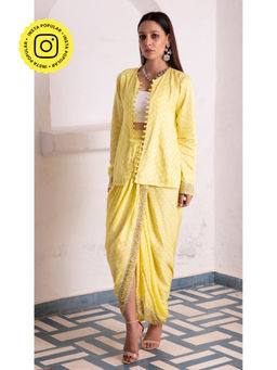 MONK & MEI - Aaliyah Silk Dhoti Jacket Yellow (Set of 2)