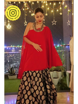 MONK & MEI - Raagini-off Shoulder Top With Lehenga (Set of 2)
