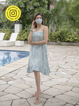 MONK & MEI - Sif Slip Dress- Green Leaves