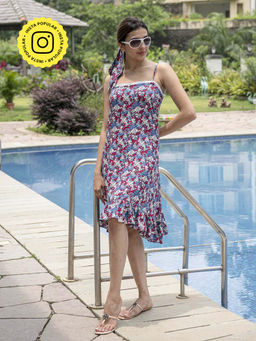MONK & MEI - Sif Slip Dress - Blue-Red