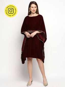 MONK & MEI - Nuuh -Kaftan With Belt-Maroon (Set Of 2)