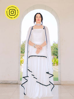 MONK & MEI - Sharmila Chikankari Lehenga Skirt- White