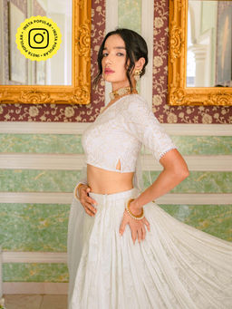 MONK & MEI - Masoom Chikankari Stitched Blouse- White