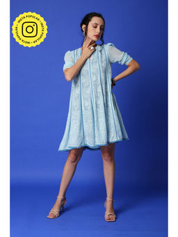 MONK & MEI - Mumtaz Chikankari Anarkali Kurta Ice Blue