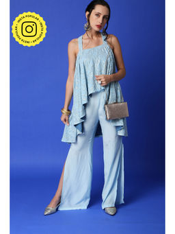 MONK & MEI - Asin Chikankari High Low Top & Slit Pant