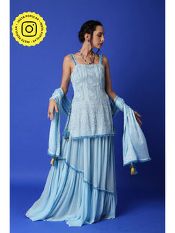 MONK & MEI - Sharmila Solid Skirt - Ice Blue