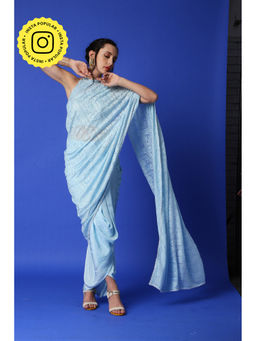 MONK & MEI - Karishma Chikankari Blouse - Ice Blue