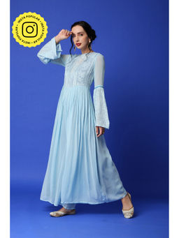 MONK & MEI - Salma Chikankari Jumpsuit - Ice Blue