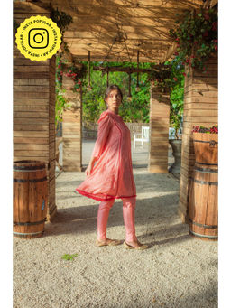 MONK & MEI - Rukhsar Chikankari Anarkali Kurta Peach Melon