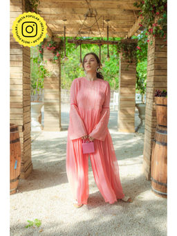MONK & MEI - Salma Chikankari Jumpsuit Peach Melon