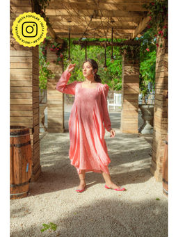 MONK & MEI - Fatima Chikankari Cowl Maxi Dress Peach Melon