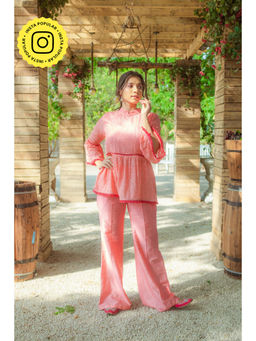 MONK & MEI - Nazm Chikankari Flared Top Peach Melon
