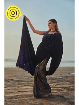 MONK & MEI - Julie Saree And Blouse- Blue