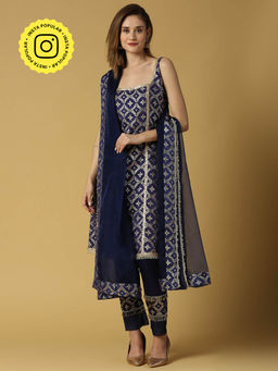 MONK & MEI - Kala-Sleeveless Kurta-Deep Blue (Set of 3)