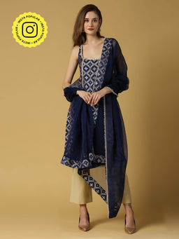 MONK & MEI - Radha-Sleeveless Kurta-Deep Blue (Set of 3)