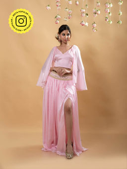 MONK & MEI - Roshni Silk Lehenga Pink (Set of 2)
