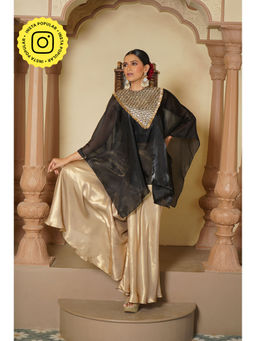 MONK & MEI - Aza Satin Sharara Pants with Kaftan (Set of 2)