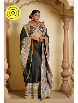 MONK & MEI - Haseena Brocade Silk Blouse and Sharara with Cape (Set of 3)