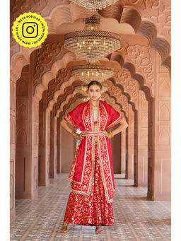 MONK & MEI - Hiya Brocade Blouse and Sharara with Dupatta (Set of 3)