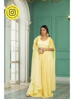 MONK & MEI - Yellow Opal Cape with Blouse and Sharara (Set of 3)