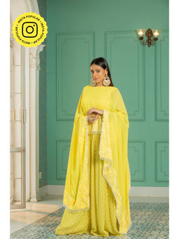 MONK & MEI - Yellow Ruby Cape Top with Sharara (Set of 2)