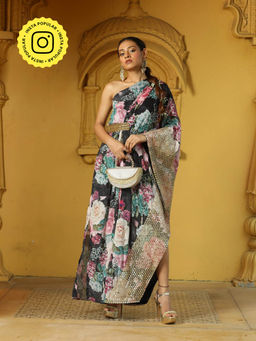 MONK & MEI - Black Floral Maxi Dress