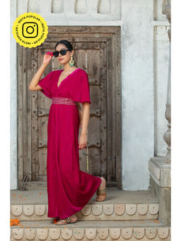 MONK & MEI - Pink Shahina Jumpsuit with Belt (Set of 2)