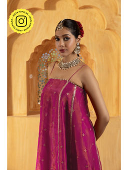 MONK & MEI - Neelam Women Pink Silk Embroidered Top With Sharara