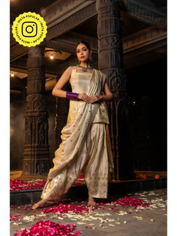 MONK & MEI - Uma Women Cream Silk Embroidered Kurta With Salwar And Dupatta