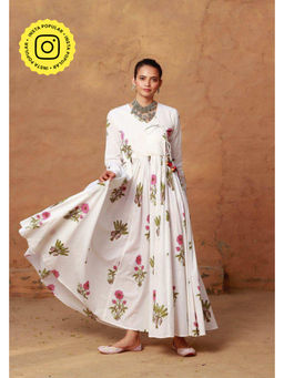 MONK & MEI - Saawni Angrakha White Maxi Dress