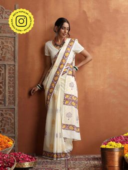 House of Chikankari - HOC Crafts Hand Block Printed Saree