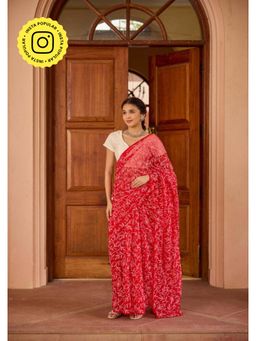 House of Chikankari - Georgette Handwork Chikankari Tepchi Saree with Unstitched Blouse