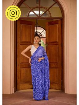House of Chikankari - Georgette Handwork Chikankari Tepchi Saree with Unstitched Blouse