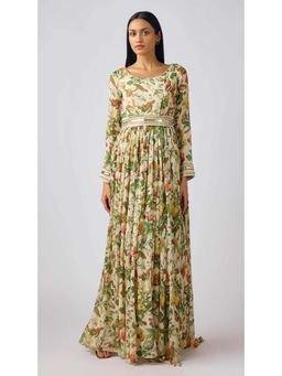 Basanti Kapde aur Koffee - Off White Chinon Embroidered Gown