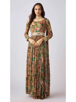 Basanti Kapde aur Koffee - Peach Chinon Embroidered Gown
