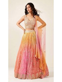 Basanti Kapde aur Koffee - Pink Tie-Dye Lehenga with Blouse and Dupatta
