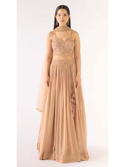 Basanti Kapde aur Koffee - Beige Georgette Embroidered Lehenga with Blouse and Dupatta