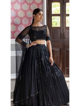 Basanti Kapde aur Koffee - Black Sequins Lehenga with Blouse and Dupatta