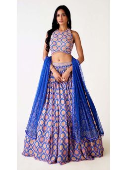 Basanti Kapde aur Koffee - Blue Crepe Embroidered Lehenga with Blouse and Dupatta
