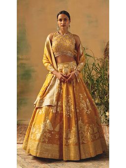 Basanti Kapde aur Koffee - The Embers Of Marigold Lehenga with Blouse and Dupatta