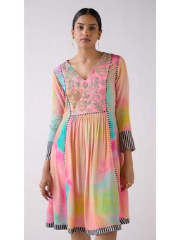 Basanti Kapde aur Koffee - Multi Crepe Abstract Print Maxi Dress