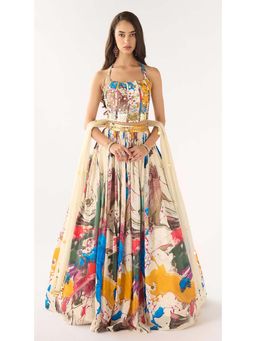 Basanti Kapde aur Koffee - Blue Crepe Sequins Embroidered Lehenga with Blouse and Dupatta