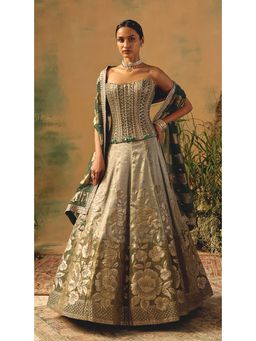 Basanti Kapde aur Koffee - The Sage Bloom Lehenga with Corset Blouse and Dupatta