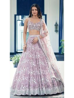 Basanti Kapde aur Koffee - Mauve Organza Embroidered Lehenga with Blouse and Dupatta