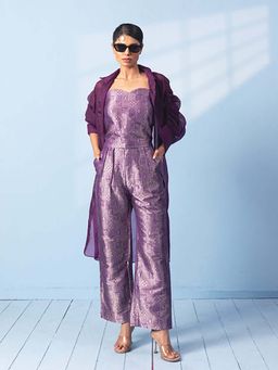 VISHWA - Purple Corset with Trouser and Sheer Organza Jacket