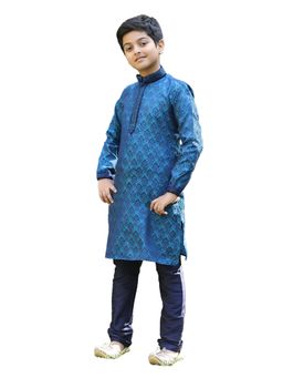 Manyavar - Boys Feroze Silk Party Wear Kurta Churidar (set Of 2)