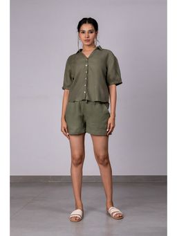 Zebein - Sunshine Linen Shirt - Olive Green