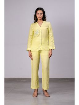 Zebein - Pamela Linen Shirt With Patch Pocket - Lime
