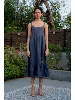 Zebein - Florence Linen Strap Dress - Charcoal Grey