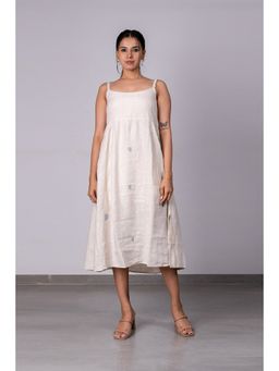 Zebein - Alicia Strap Panel Dress With Pockets - Ivory